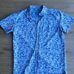 Blue Floral Men's Shirt Retro Rifle